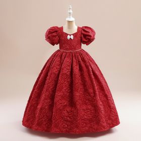 Girls' Fashion Simple Costume For Piano Performance Pettiskirt (Option: Purplish Red-170cm)