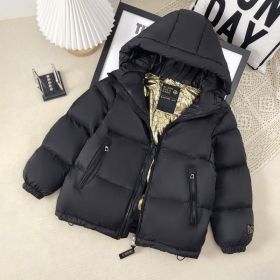 Winter New Children's Clothing, Down Jacket Thickened Black Gold Coat (Option: Black-140cm)