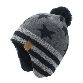 Hat For Boys And Girls Fashionable Knitted Ear Protection (Option: Dark Gray Five Stars-51to53cm)