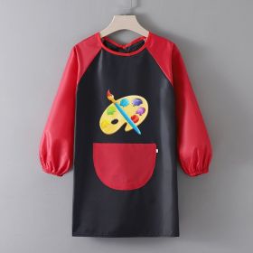 Baby Painting Overclothes Breathable Bib Apron (Option: A Black Body With Red Sleeves-M)