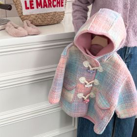 Girls' Fashion Casual Plaid Coat (Option: Picture Color-130cm)
