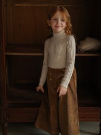 Girls' Half Turtleneck Bottoms Sweater (Option: Apricot-110cm)
