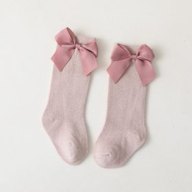 Children's Middle-long Stockings Spring And Autumn Big Bow Socks (Option: Lotus Root Starch Big Bow-S)