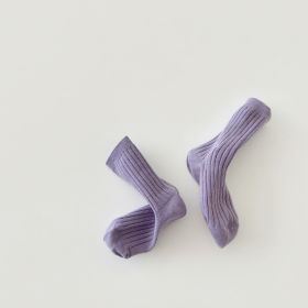 Boys And Girls Socks Korean Retro Tube (Option: Light Purple-M Code)