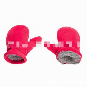Children's Mittens Cover Polar Fleece Velcro Gloves (Option: Rose Red-L)