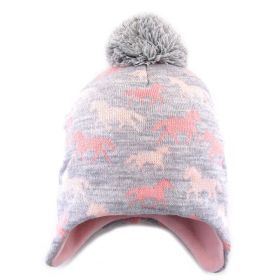Hat For Boys And Girls Fashionable Knitted Ear Protection (Option: Gray Pony-50to51cm)