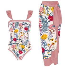Women's One-piece Swimming Suit Two-piece Set (Option: Pink Suit-S)