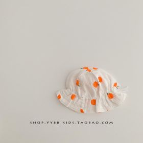 Spring And Autumn Infant Princess Pure Cotton Sun Hat (Option: Small Orange White-Cap Circumference 40to46cm)