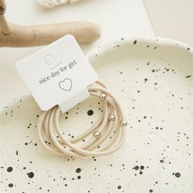 Basic Simple Rubber Band 5 Pieces (Option: Small Golden Beads Beige)