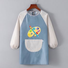 Baby Painting Overclothes Breathable Bib Apron (Option: Leather Blue Body Gray Sleeve-L)