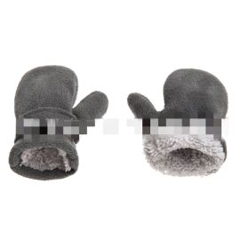 Children's Mittens Cover Polar Fleece Velcro Gloves (Option: Gray-L)