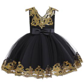 Children's Dress Princess Sequins Tulle Tutu Skirt (Option: Black-90cm)
