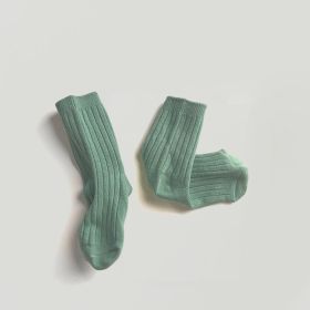 Boys And Girls Socks Korean Retro Tube (Option: Water Green-L Code)