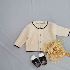 Kid Baby Soft Knitted Casual Suspender Trousers (Option: Apricot Coat-90cm)