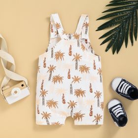 Children Straps Cropped Printed Fashion Suspender Pants (Option: White-80cm)