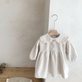 Girl's Baby Lace Doll Collar Dress (Option: Creamy White-90cm)