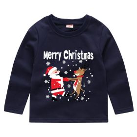 Children's Fashion Sweater Bottoming Shirt (Option: Navy Blue 3-120cm)