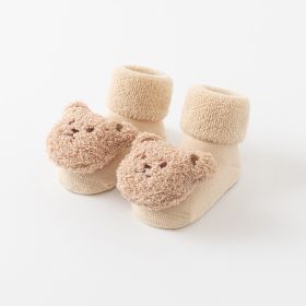 Baby Socks Terry Plus Velvet Thickened Middle Tube Non-slip (Option: Beige-M)