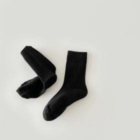 Boys And Girls Socks Korean Retro Tube (Option: Black-L Code)