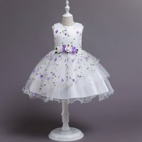 Girls' Wedding Dress Girls' Costumes (Option: Purple-130cm)