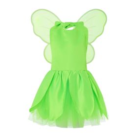 Halloween Party Green Elf Dress Tinker Bell Butterfly Children Role Play (Option: Light Green-140)