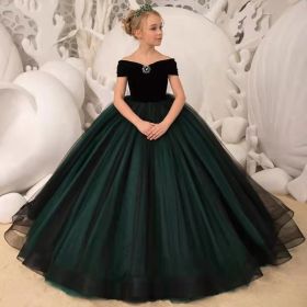Girls' Wedding Catwalk Trailing Evening Dress (Option: Picture Color-165cm)