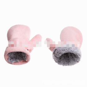 Children's Mittens Cover Polar Fleece Velcro Gloves (Option: Pink-XL)