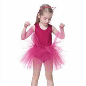 Children Practice Dancing Dress Performance Costume (Option: Rose Purple-L)