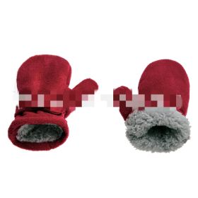Children's Mittens Cover Polar Fleece Velcro Gloves (Option: Purplish Red-L)
