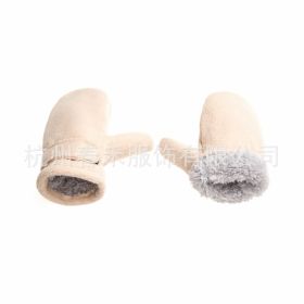 Children's Mittens Cover Polar Fleece Velcro Gloves (Option: Khaki-XL)
