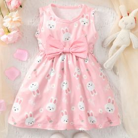 Cute Rabbit Print Girl Dress (Option: Pink-18to24m)