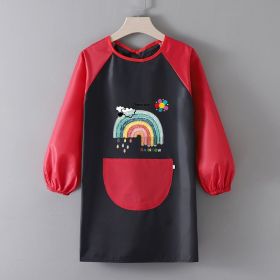 Baby Painting Overclothes Breathable Bib Apron (Option: A Black Body With Red Sleeves-XL)
