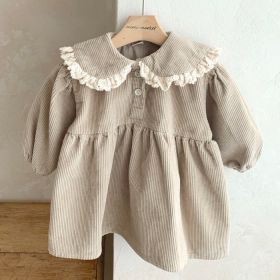 Girl's Baby Lace Doll Collar Dress (Option: Light Brown-90cm)