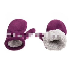 Children's Mittens Cover Polar Fleece Velcro Gloves (Option: Purple-XL)