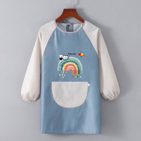 Baby Painting Overclothes Breathable Bib Apron (Option: Leather Blue Body Gray-M)