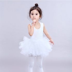 Children Practice Dancing Dress Performance Costume (Option: White-S)